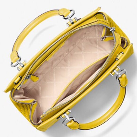 NWT Michael Kors Marilyn Medium Saffiano Leather Satchel Yellow Style 30T4S6AS6U - Picture 3 of 16